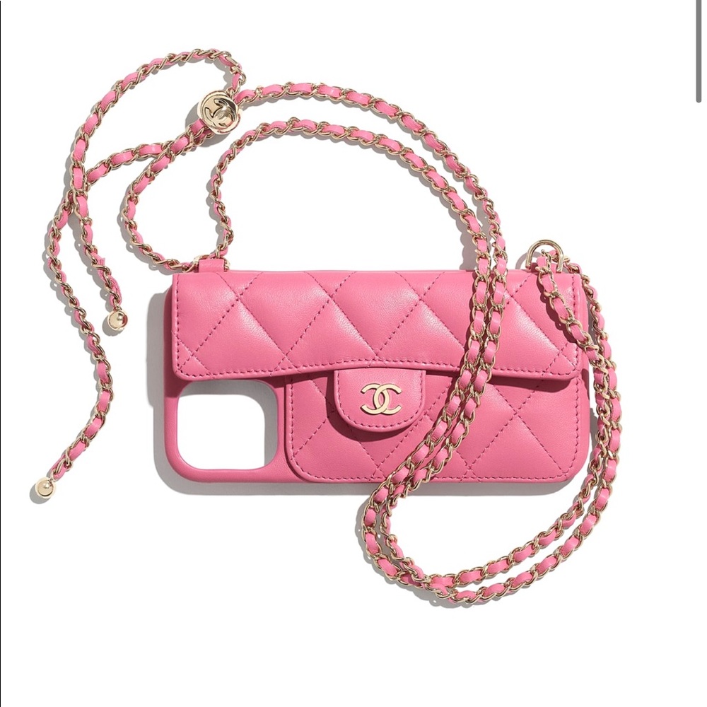 Chanel Classic Phone Case For iPhone 12 Pro or 13 with gold chain